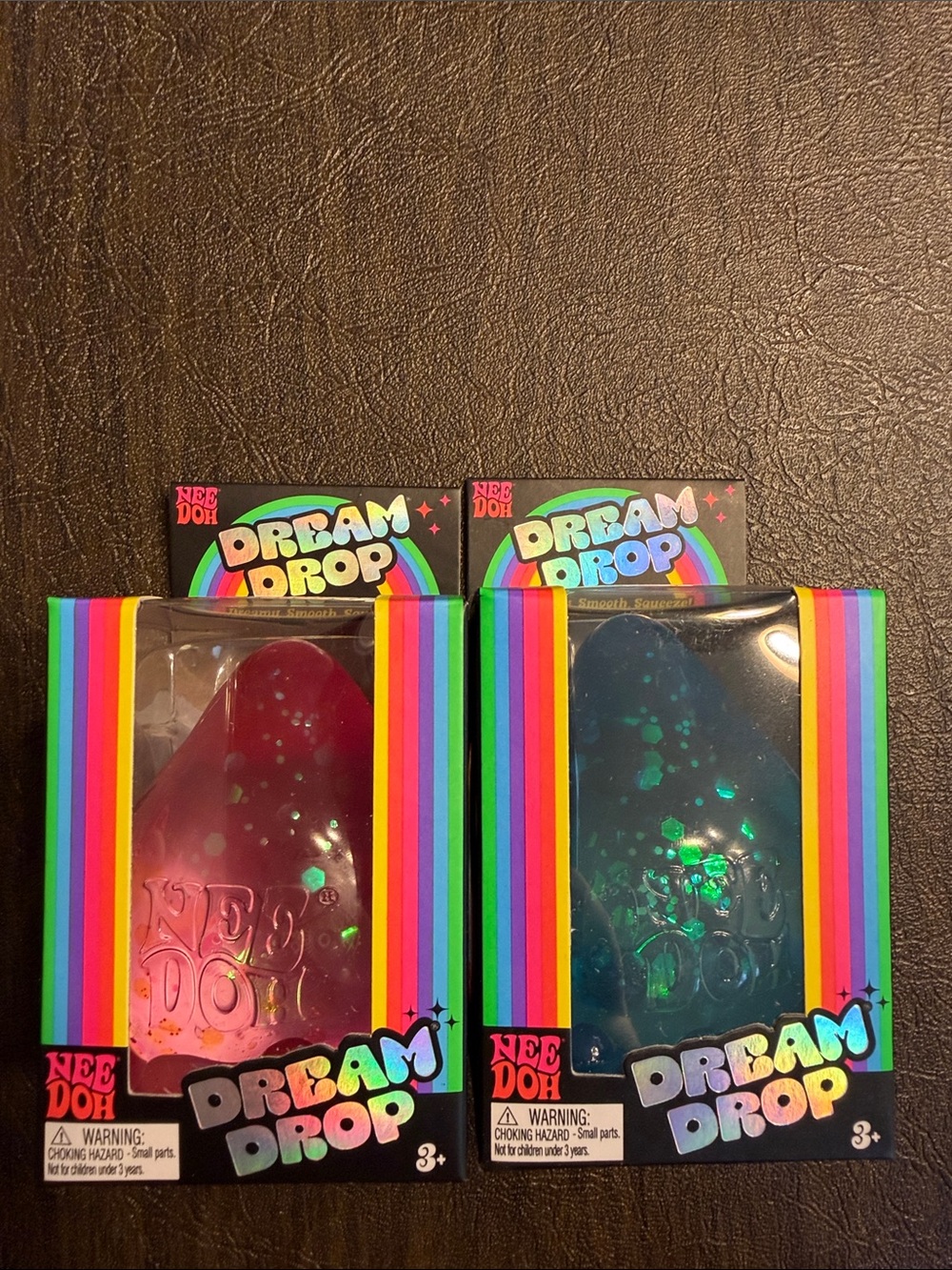 Nee Doh Dream Drop Kids Toy - Pink and Blue Glitter Squishies